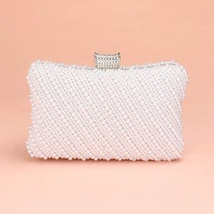 Oblique Pearl Embellished Evening Clutch